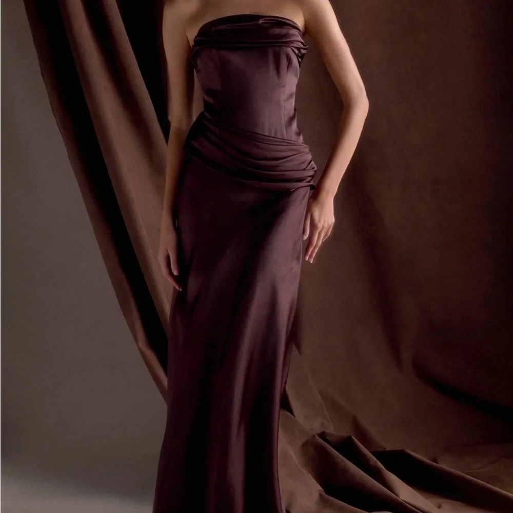 Meshki Chocolate Jasmine Strapless Gown - Picture 7 of 16